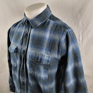 Slate & Stone Flannel Shacket Mens Medium Blue Plaid Check Cotton Thick Button